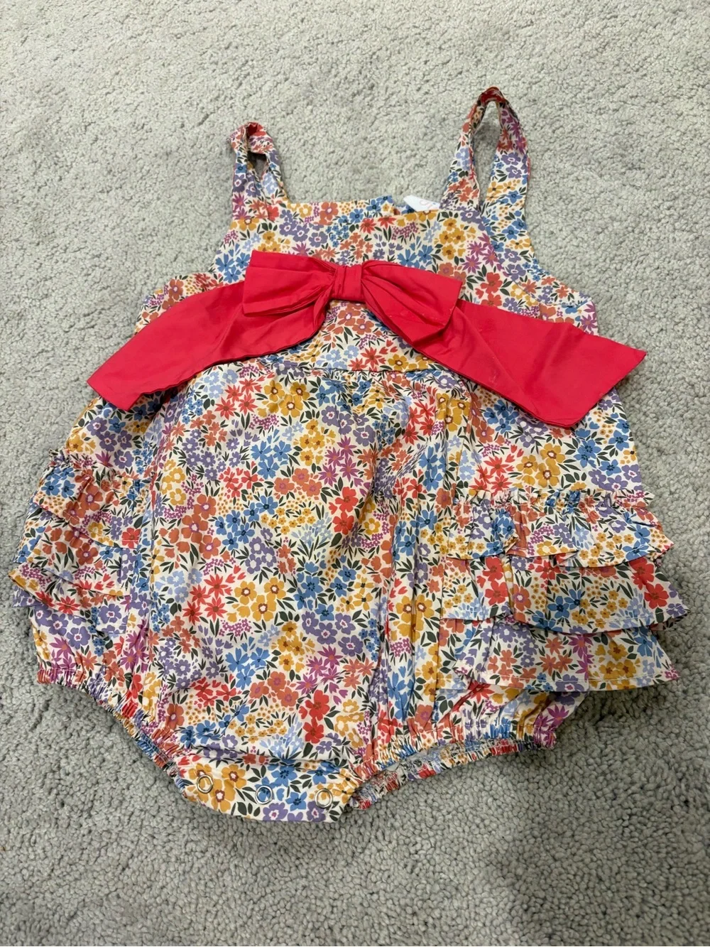 Floral Print Baby One-Piece with Pink Bow 24 mo
